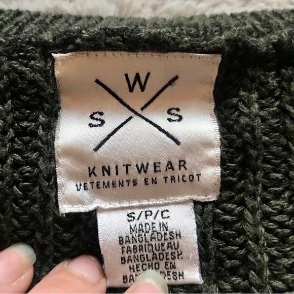 SWS Knitwear knit cardigan, dark green, pockets, small grandpacore academia - Picture 3 of 6